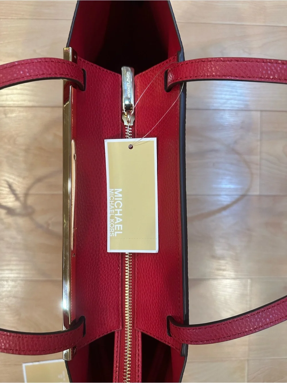 MWT Michael Kors Evelyn Large Raspberry Red Pebbled Tote Zip Top Shoulder Bag